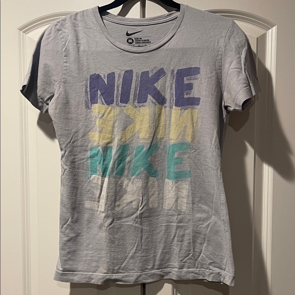 Nike Gray Tee with Vibrant Lettering